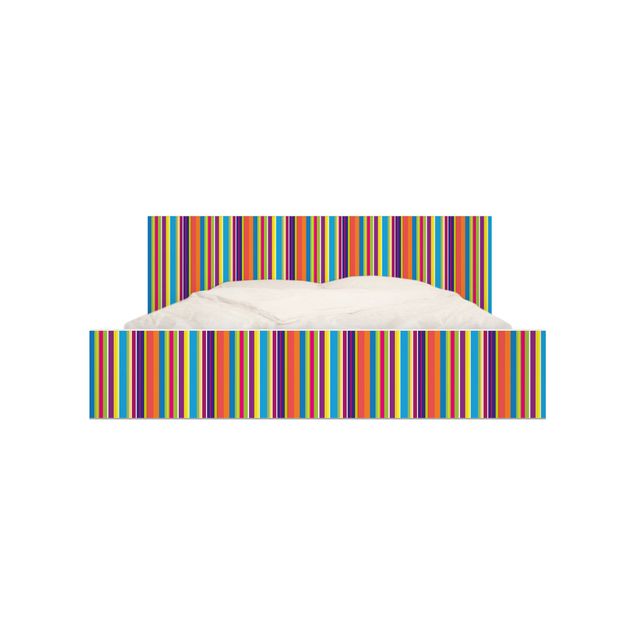 Möbelfolie für IKEA Malm Bett niedrig 140x200cm - Klebefolie Happy Stripes
