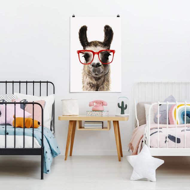 Tiere Poster Hippes Lama mit Brille II