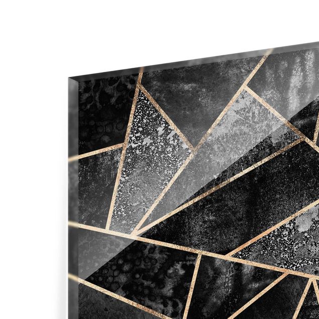 Spritzschutz Glas - Graue Dreiecke Gold - Querformat - 3:2