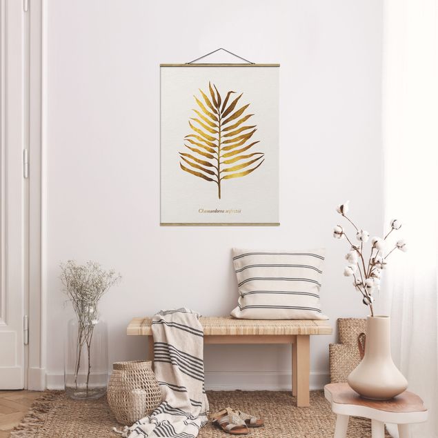 Wandbilder Floral Gold - Palmenblatt II