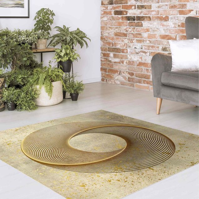Wanddeko Küche Line Art Kreisspirale Gold