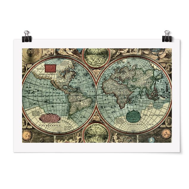 Wandbilder Weltkarten Die alte Welt