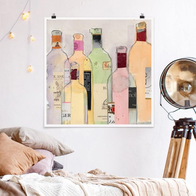 Wandbilder Modern Weinflaschen in Wasserfarbe I