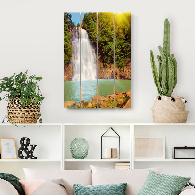 Holzbilder Landschaften Wasserfall Romantik