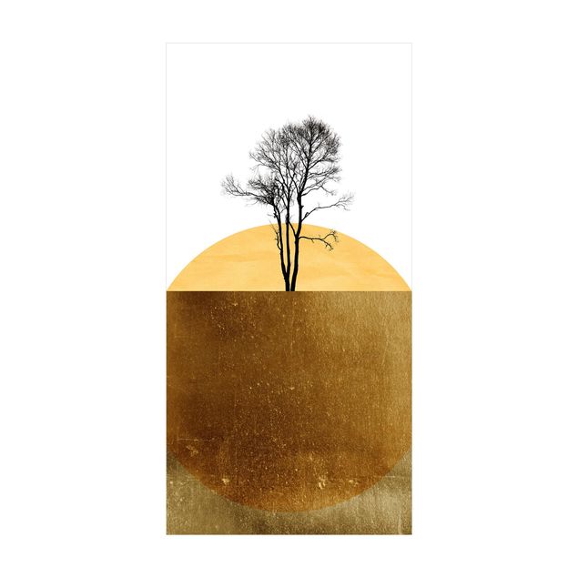 Teppich modern Goldene Sonne mit Baum