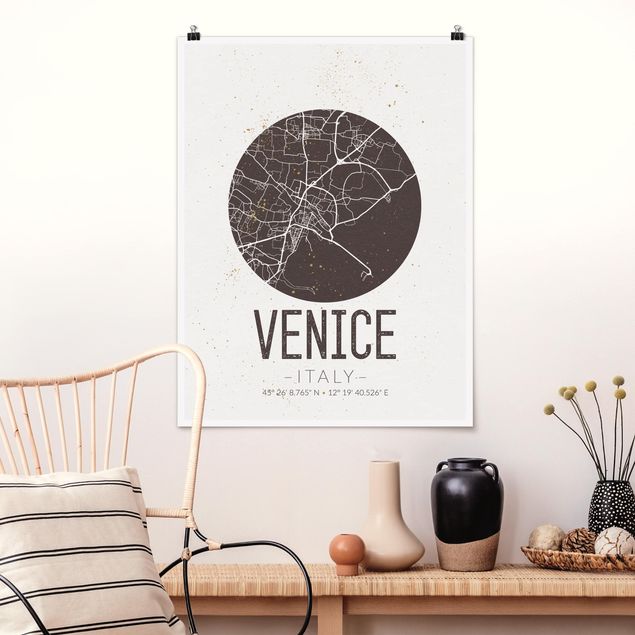 Wanddeko Küche Stadtplan Venice - Retro