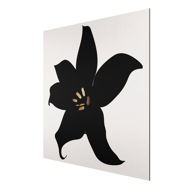 Wandbilder Fische Grafische Pflanzenwelt - Orchidee Schwarz und Gold