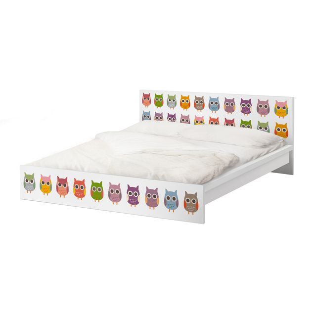 Möbelfolie für IKEA Malm Bett niedrig 160x200cm - Klebefolie No.EK147 Eulenparade Set II