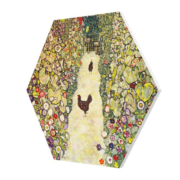 Wandbilder Kunstdrucke Gustav Klimt - Gartenweg mit Hühnern