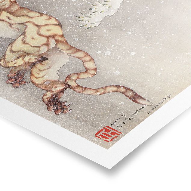 Tiere Poster Katsushika Hokusai - Tiger in Schneesturm