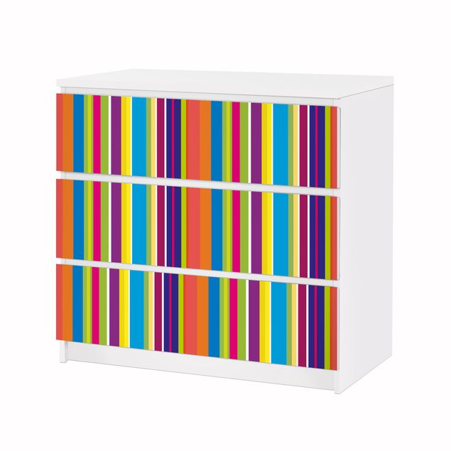 Möbelfolie für IKEA Malm Kommode - Klebefolie Happy Stripes