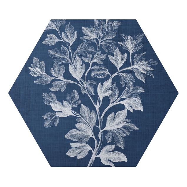 Wandbilder Blau Denim Pflanzenstudie I