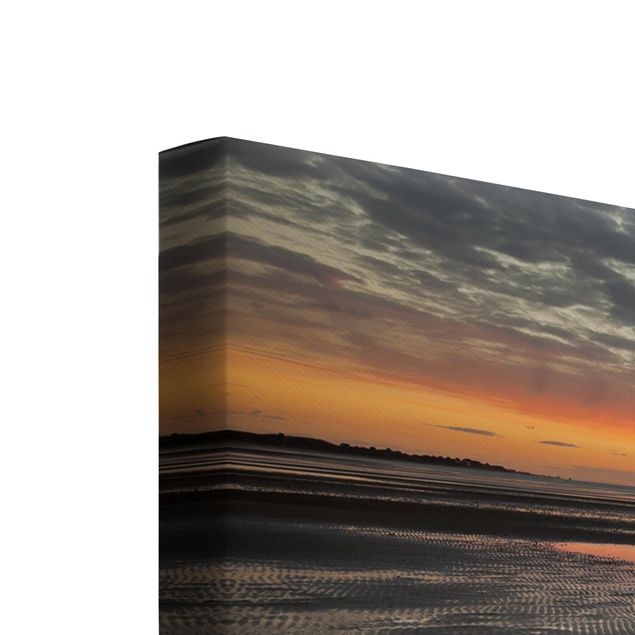 Strand Leinwandbild Sonnenaufgang im Watt