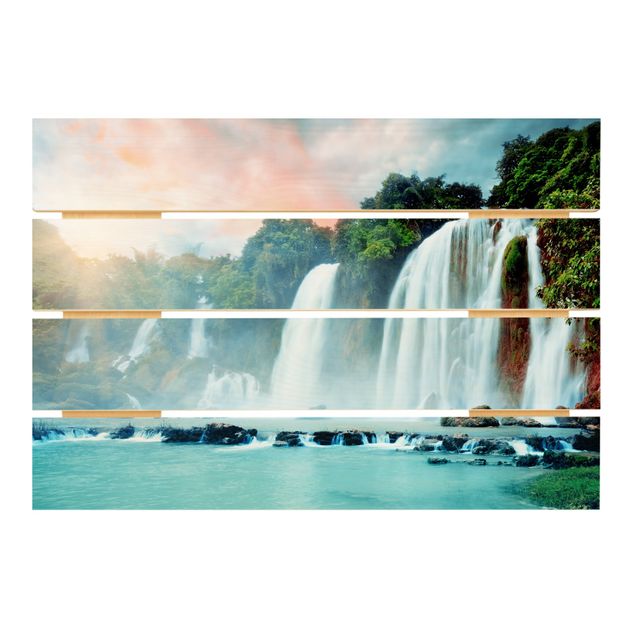 Holzbilder Wasserfallpanorama