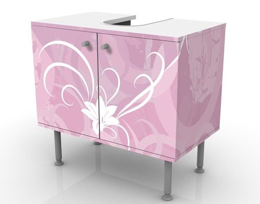 Waschbeckenunterschrank - Airy Love - Blumen Badschrank Rosa