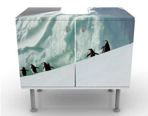 Waschbeckenunterschrank - Arctic Penguins - Badschrank Weiß