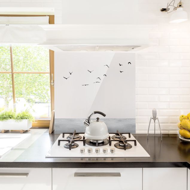 Glasrückwand Küche Vogelzug in den Süden