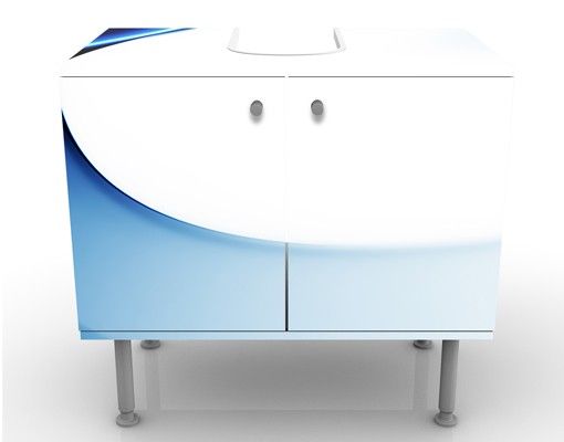 Waschbeckenunterschrank - Blaue Wandlung - Badschrank Weiß Blau