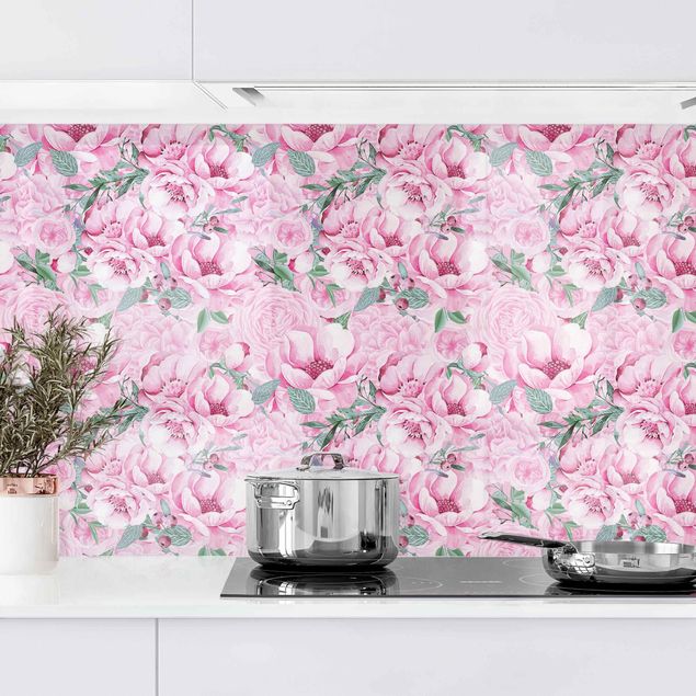 Küchen Deko Rosa Blütentraum Pastell Rosen in Aquarell II