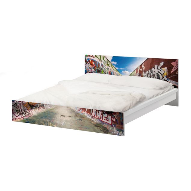 Möbelfolie für IKEA Malm Bett niedrig 160x200cm - Klebefolie Skate Graffit