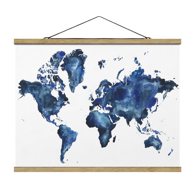Wandbilder Blau Wasser-Weltkarte hell