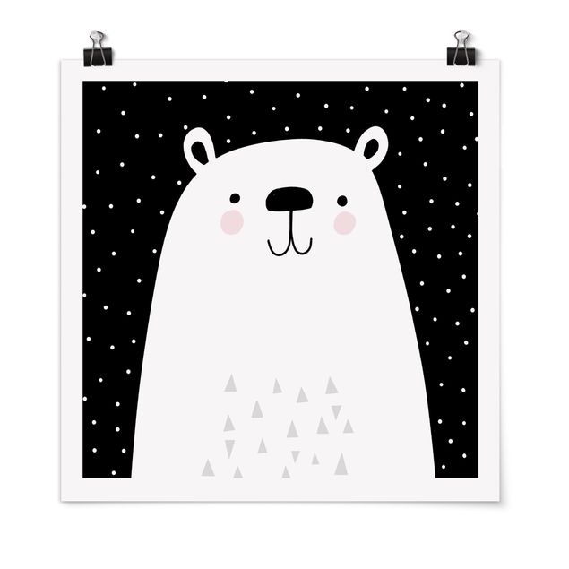 Poster schwarz-weiß Tierpark mit Mustern - Eisbär