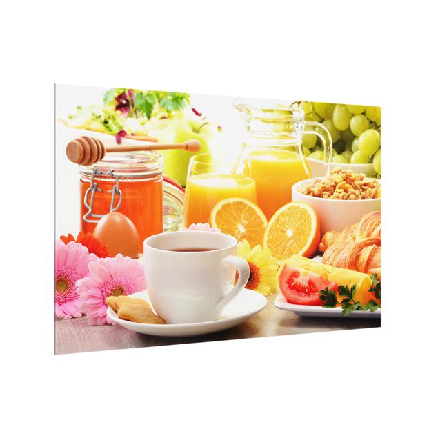Spritzschutz Glas - Sommerlicher Frühstückstisch - Querformat - 3:2