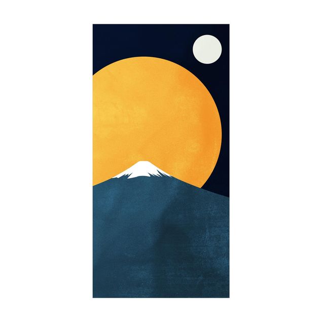 Teppich modern Sonne, Mond und Berge