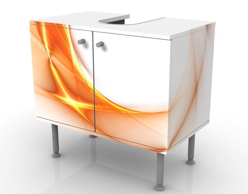 Waschbeckenunterschrank - Feuerring - Badschrank Weiß Orange