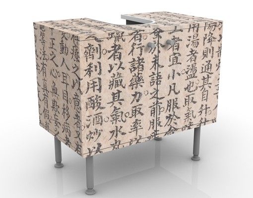 Waschbeckenunterschrank mit Motiv Chinesische Schriftzeichen