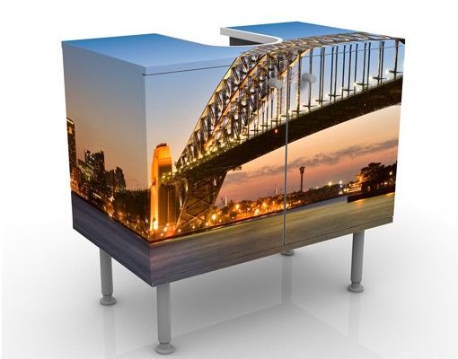 Waschbeckenunterschrank Motiv Harbour Brücke in Sydney