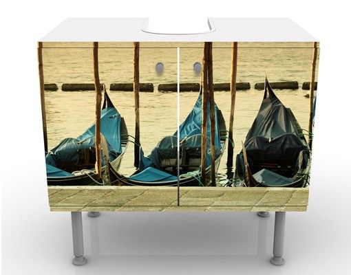 Waschbeckenunterschrank - Gondeln in Venedig - Badschrank Blau