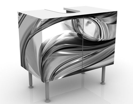 Waschbeckenunterschrank - Illusionary II - Badschrank Weiß Schwarz Grau