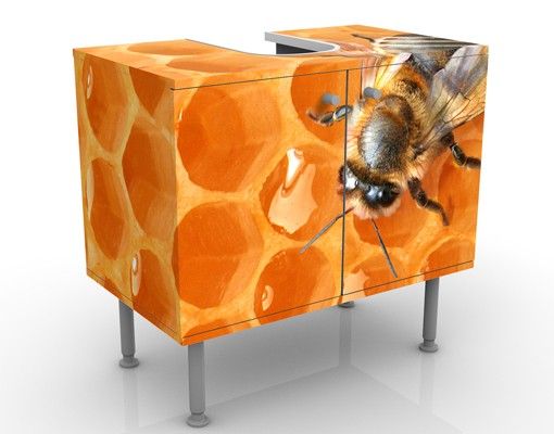 Waschbeckenunterschrank mit Motiv Honey Bee