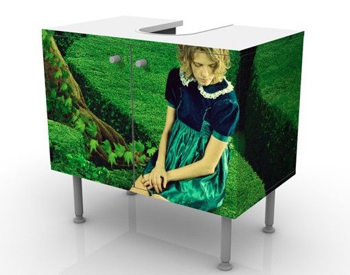 Waschbeckenunterschrank - Frau im Labyrinth - Badschrank Grün