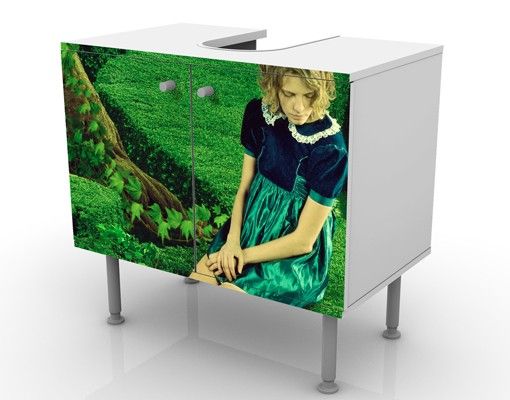 Waschbeckenunterschrank - Frau im Labyrinth - Badschrank Grün