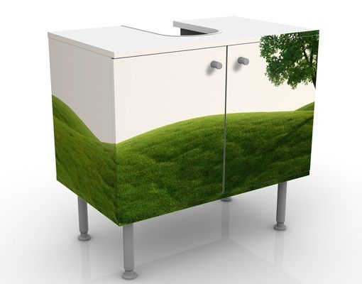 Waschbeckenunterschrank - Grüne Ruhe - Badschrank Weiß Grün