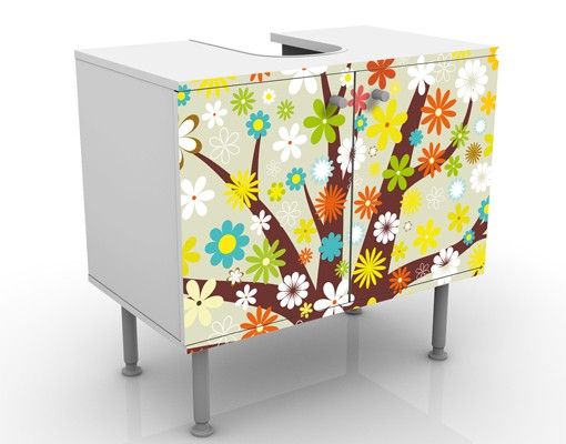Waschbeckenunterschrank - Blumenbaum - Badschrank Bunt