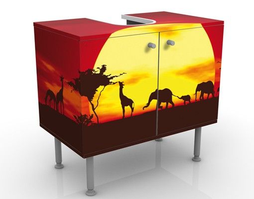 Waschbeckenunterschrank mit Motiv Sunset Caravan