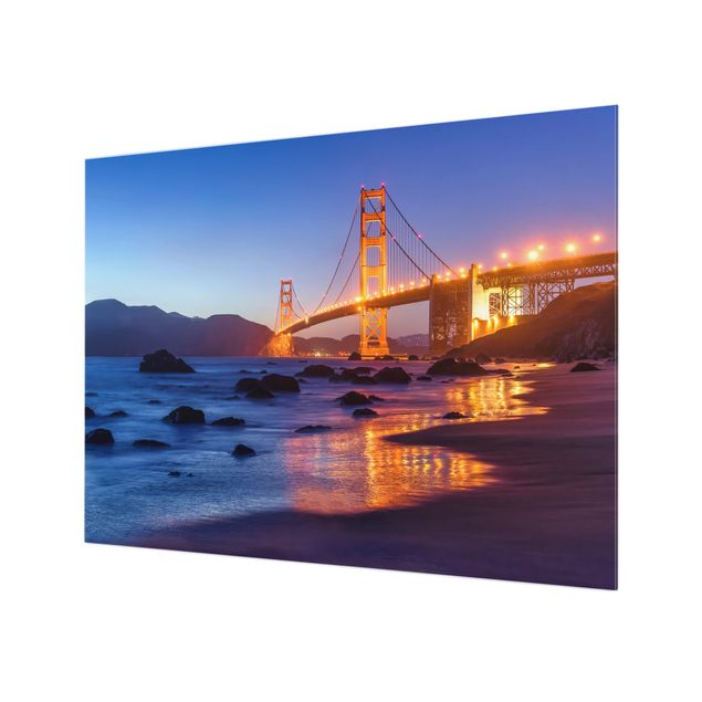 Spritzschutz Glas - Golden Gate Bridge am Abend - Querformat 4:3