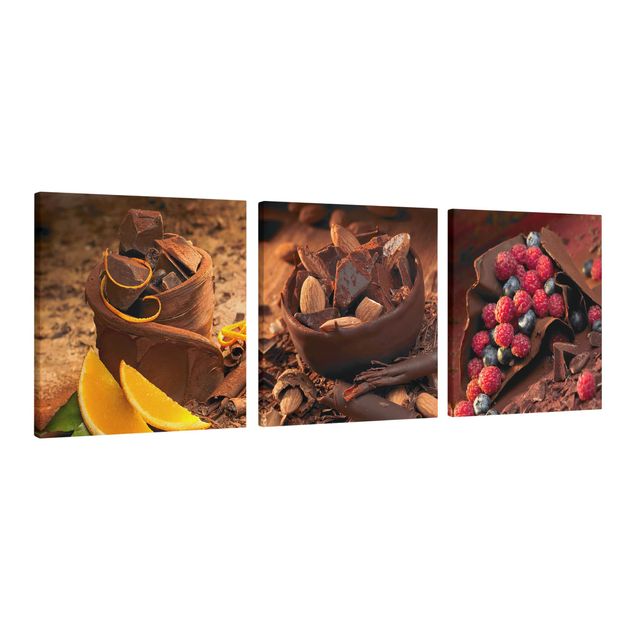 Wandbilder Schokolade mit Früchten und Mandeln