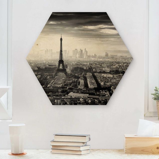 Bilder Der Eiffelturm von Oben Schwarz-weiß
