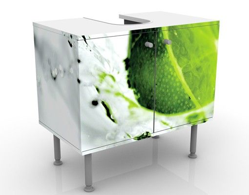 Waschbeckenunterschrank - Splash Lime - Badschrank Weiß Grün