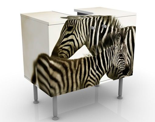 Waschbeckenunterschrank mit Motiv Zebrapaar