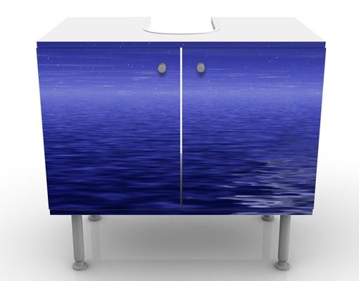 Waschbeckenunterschrank - Moon and Ocean - Badschrank Blau