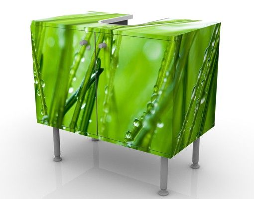 Waschbeckenunterschrank - Morgentau - Blumen Badschrank Grün