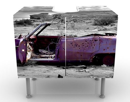 Waschbeckenunterschrank mit Motiv Pink Cadillac