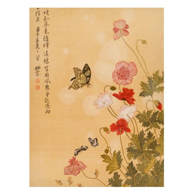 Küchen Deko Yuanyu Ma - Mohnblumen und Schmetterlinge