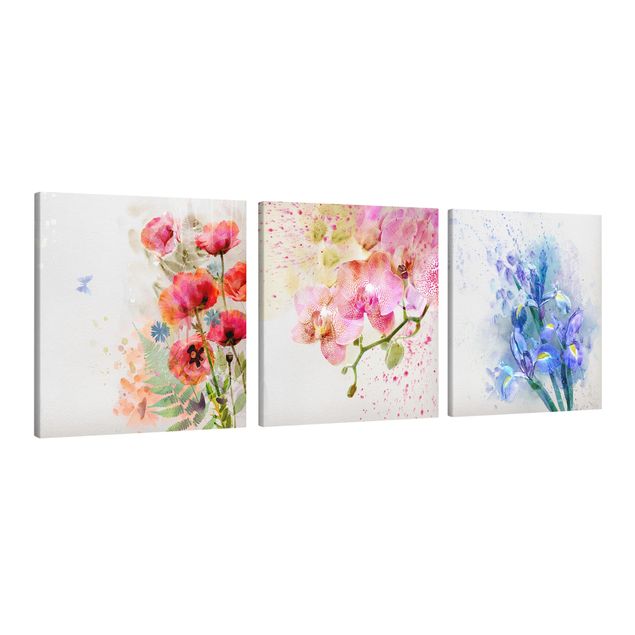 Wandbilder Blumen Aquarell Blumen Trio