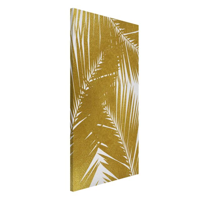 Küchen Deko Blick durch goldene Palmenblätter